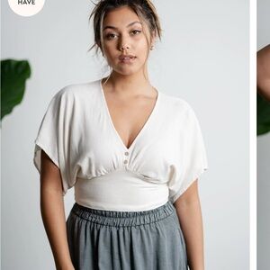 Sozy LINEN MARILYN CROP TOP - Natural, off-white color - size s